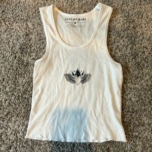 White graphic cropped tank